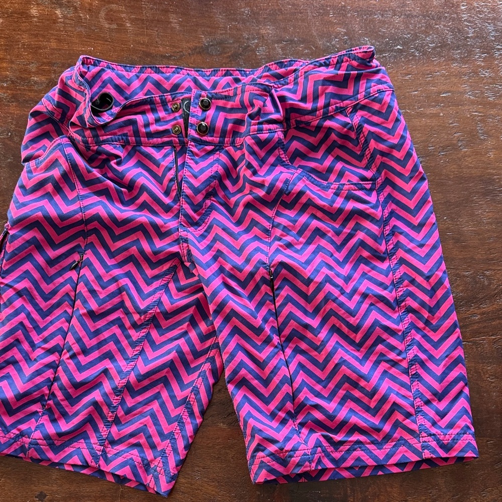 Shredly Pink and Blue Chevron riding Shorts